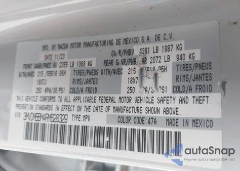 2024 Mazda Cx-30 2.5 S Select Sport z USA, uszkodzony, nr VIN 3MVDMBBM4RM628329